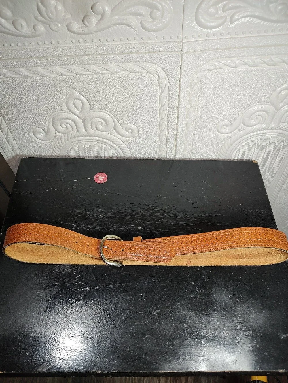 Genuine Tan Leather Belt with Gold Tone D-Ring Buckle Size 36